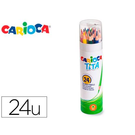 LAPICES DE COLORES CARIOCA TITA MINA 3 MM TUBO METAL 24 COLORES + SACAPUNTAS