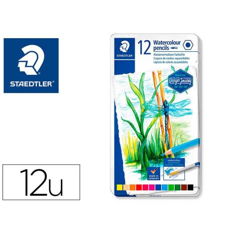 LAPICES DE COLORES MARCA STAEDTLER ACUARELABLES CAJA METAL DE 12 COLORES SURTIDOS