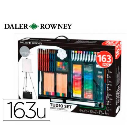 SET DE PINTURAS MARCA DALER ROWNEY 163 PIEZAS CON CABALLETE DE ALUMINIO PLEGABLE 500X70X727 MM