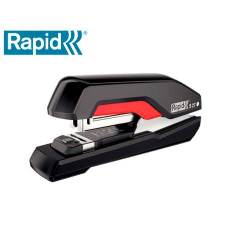 GRAPADORA MARCA RAPID S27 FULLSTRIP PLASTICO CAPACIDAD DE GRAPADO 30 HOJAS USA GRAPAS 24/6 Y 26/6 COLOR NEGRO/ROJO