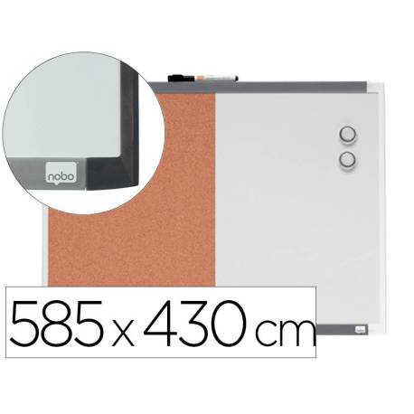 PIZARRA BLANCA MARCA NOBO MAGNETICA CON TABLERO DE CORCHO 585X430 MM
