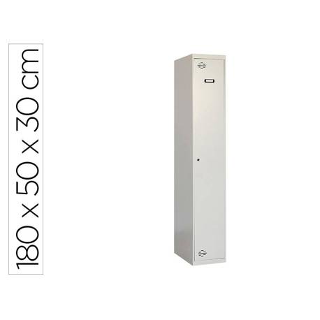 TAQUILLA METALICA MARCA SIMONLOCKER 1 PUERTA CON CERRADURA RESPIRADERO Y ETIQUETERO GRIS/GRIS 1800X500X300 MM
