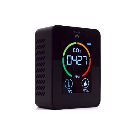 MEDIDOR DE CO2 MARCA EWENT PANTALLA LED COLOR DETECTOR CALIDAD AIRE CON INDICADOR DE TEMPERATURA Y HUMEDAD USB-C