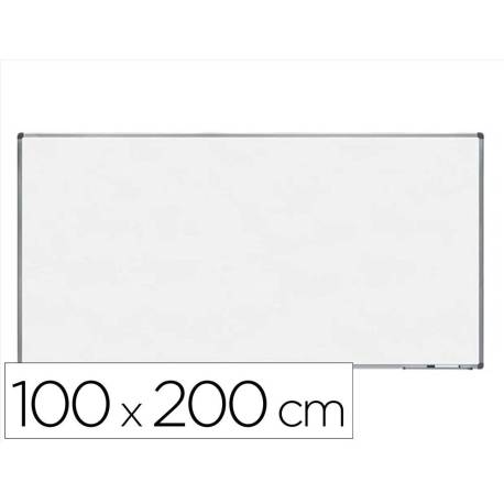PIZARRA BLANCA MARCA ROCADA LACADA MAGNETICA MARCO ALUMINIO CON CANTONERAS 100X200 CM
