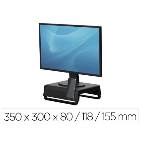SOPORTE MARCA FELLOWES PARA MONITOR BREYTA 3 AJUSTES DE ALTURA HASTA 30 KG 100% RECICLABLE 350X300X80/118/155 MM NEGRO