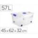 CONTENEDOR PLASTICO MARCA PLASTICFORTE N 5 TRANSPARENTE CON TAPA CAPACIDAD 57 L