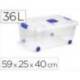 CONTENEDOR PLASTICO MARCA PLASTICFORTE N 3 TRANSPARENTE CON TAPA CAPACIDAD 36 L