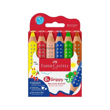 LAPICES DE COLORES MARCA FABER CASTELL GRIPPY XXL CAJA DE 6 UNIDADES COLORES SURTIDOS