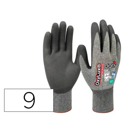 GUANTES DE NITRILO Y NYLON MARCA SAFETOP OXYLUX SATINADO TALLA 9