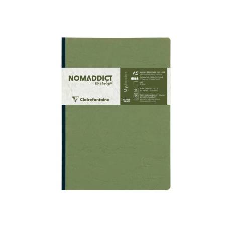 LIBRETA MARCA COSIDA CLAIREFONTAINE 14,8X21 CM 96 HOJAS AGE-BAG LISO VERDE