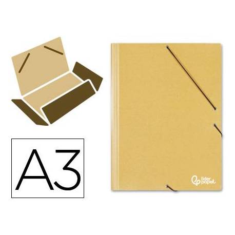 Carpetas gomas carton prespan Liderpapel A3 amarillo