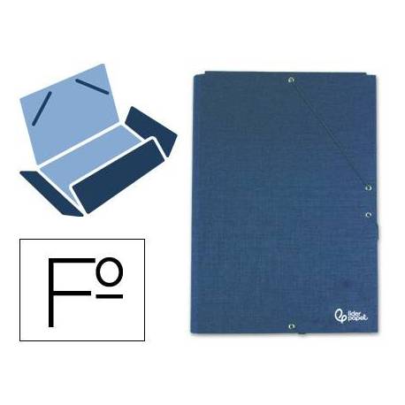 Carpetas de gomas carton forrado Paper Coat Liderpapel Folio azul