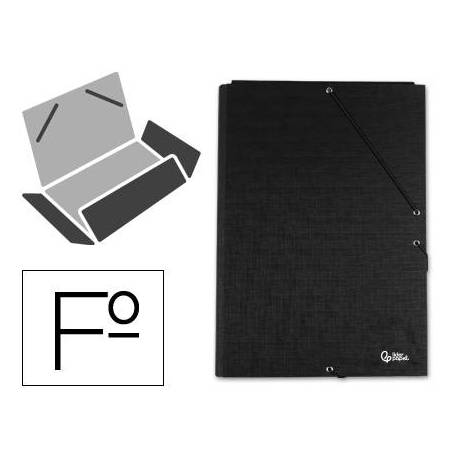 Carpetas de gomas carton forrado Paper Coat Liderpapel Folio negro