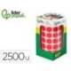 GOMETS LIDERPAPEL AUTOADHESIVO S CIRCULOS 15 MM ROJO ROLLO DE 2500 UNIDADES EN CAJA DE CARTON