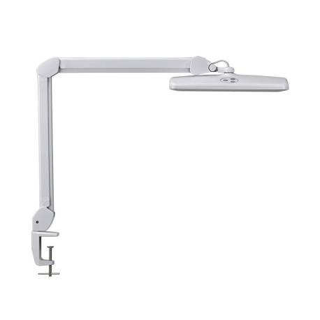 LAMPARA DE ESCRITORIO MARCA MAUL LED CON PINZA CABEZAL INCLINABLE Y GIRATORIO COLOR BLANCO