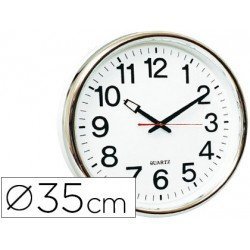 Reloj de pared plastico 38 cm marco plateado