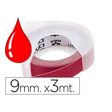 Cinta Dymo relieve 3D 9mm x 3m roja