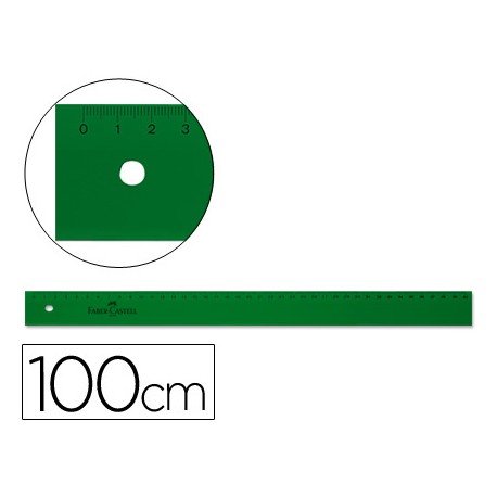 Regla faber castell 100 cm plastico color verde.