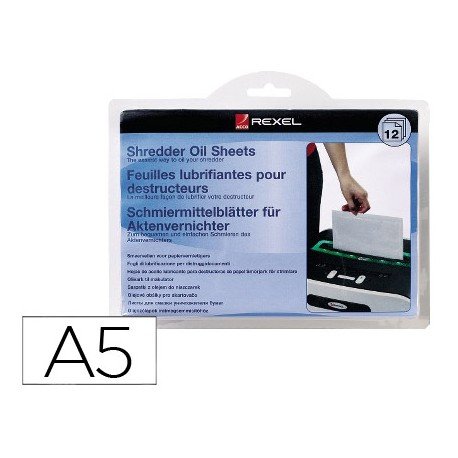 Hojas lubricantes Rexel destructora documentos paquete 15