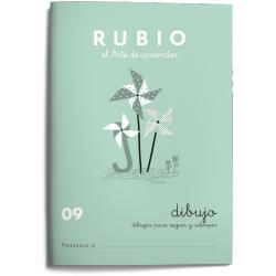 Cuaderno Rubio Escritura nº 09 Dibujos para seguir y colorear 20 páginas